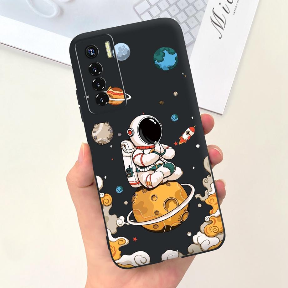Для Tecno Camon 17 Pro CG6 Чехол Роскошный Мягкий Силикон Funda Черный Кот Астронавт Рисунок Для Tecno Camon 17P Camon17 Чехол Capas