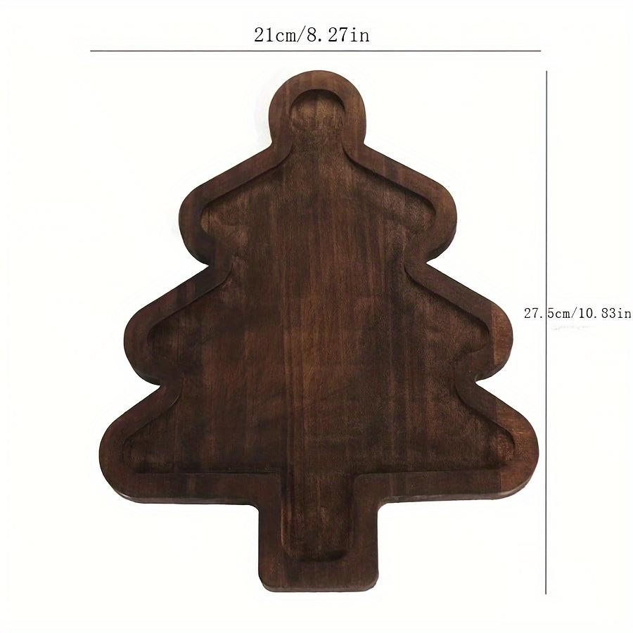 1pcChristmas Tree Plate Cute Christmas Hat Divided Snack Plate Party Wooden Fruit Candy Chocolate Plate Cake Dessert Divided Woo