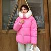 Women Autumn Winter Soild Color Thicken Outwear Cotton Padded Hooded Warm Real Fur Jacket Coat