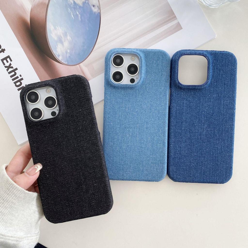 Жесткий джинсовый чехол для iPhone 15-17 Pro/Pro Max