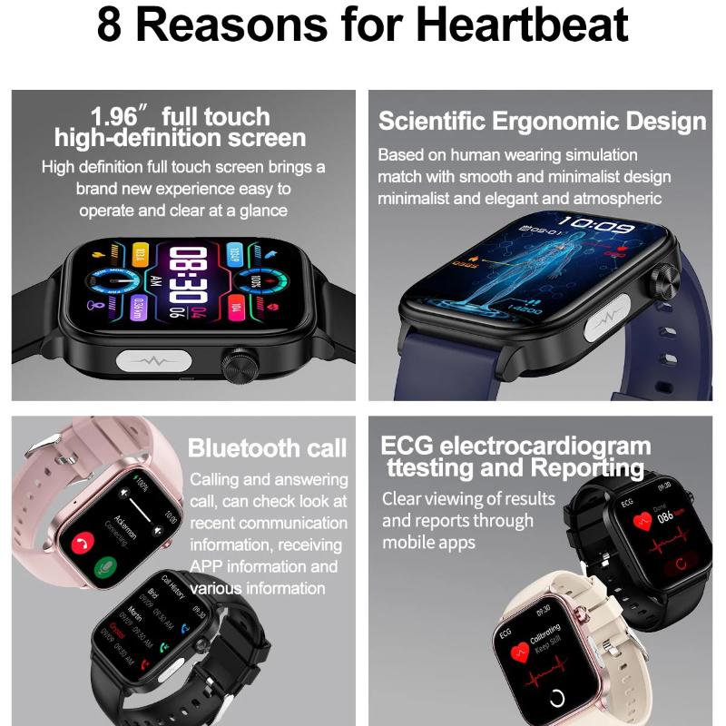 2025 Новые умные часы для здоровья с ИИ-диагностикой для женщин, функция ЭКГ и ВСР, артериальное давление, мочевая кислота, липиды, BT-звонок, умные часы для женщин