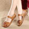 Сандалии из 100% натуральной кожи, женские летние туфли на плоской подошве с цветами, повседневные женские летние сандалии на толстой нескользящей подошве A2425