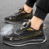 Outdoor men's shoes new rotating button running sneakers men's breathable thick-soled popcorn cushioning running shoes