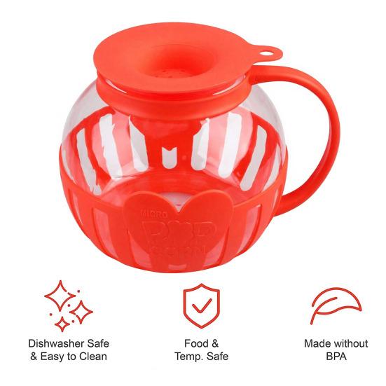 Микроволновая попкорница из боросиликатного стекла с крышкой двойного назначения для здоровых домашних перекусов, быстрое приготовление попкорна