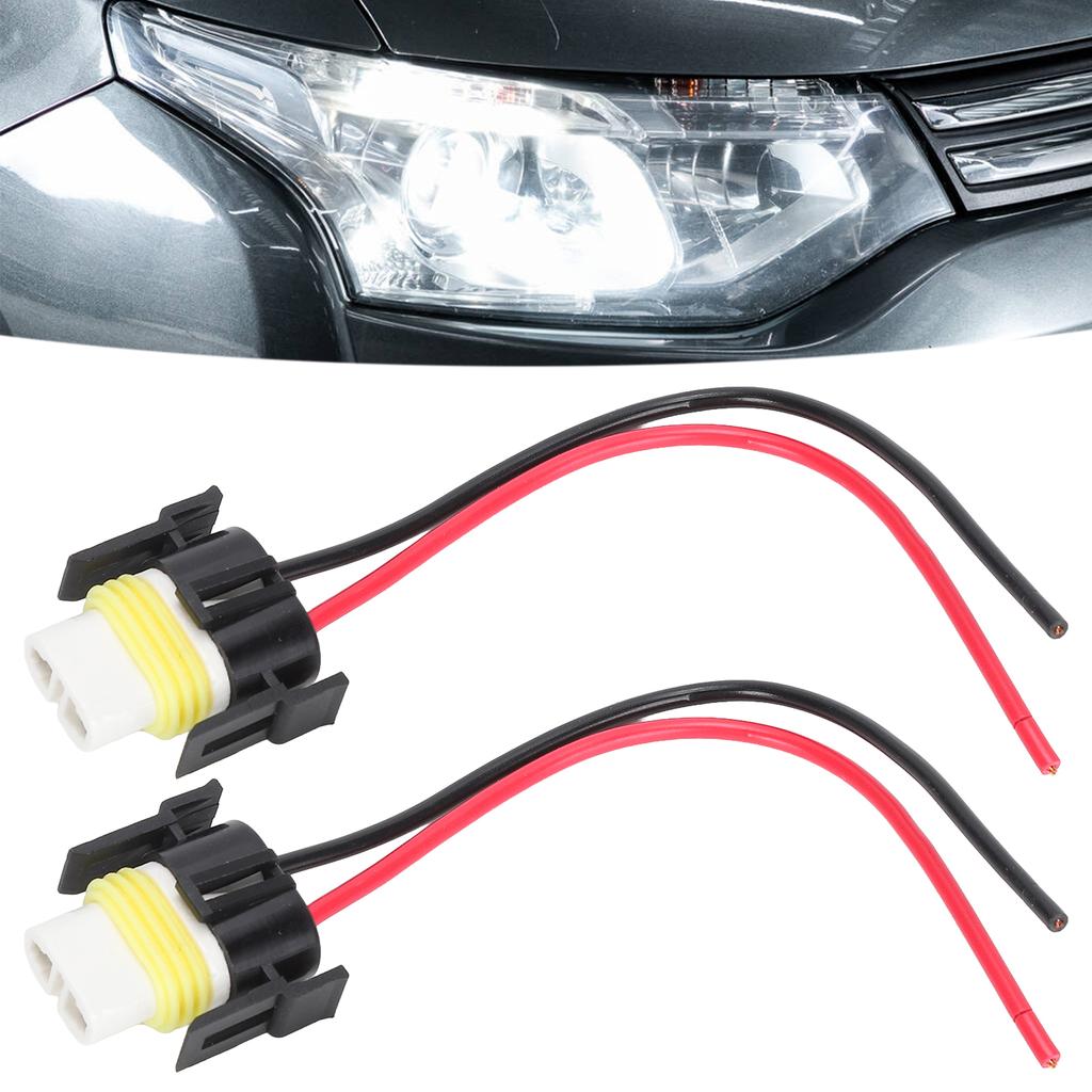 2Pcs H11 Ceramic Female Socket 2 Pin 2 Hole Wiring Harness Connector Replacement 1mm 1224V