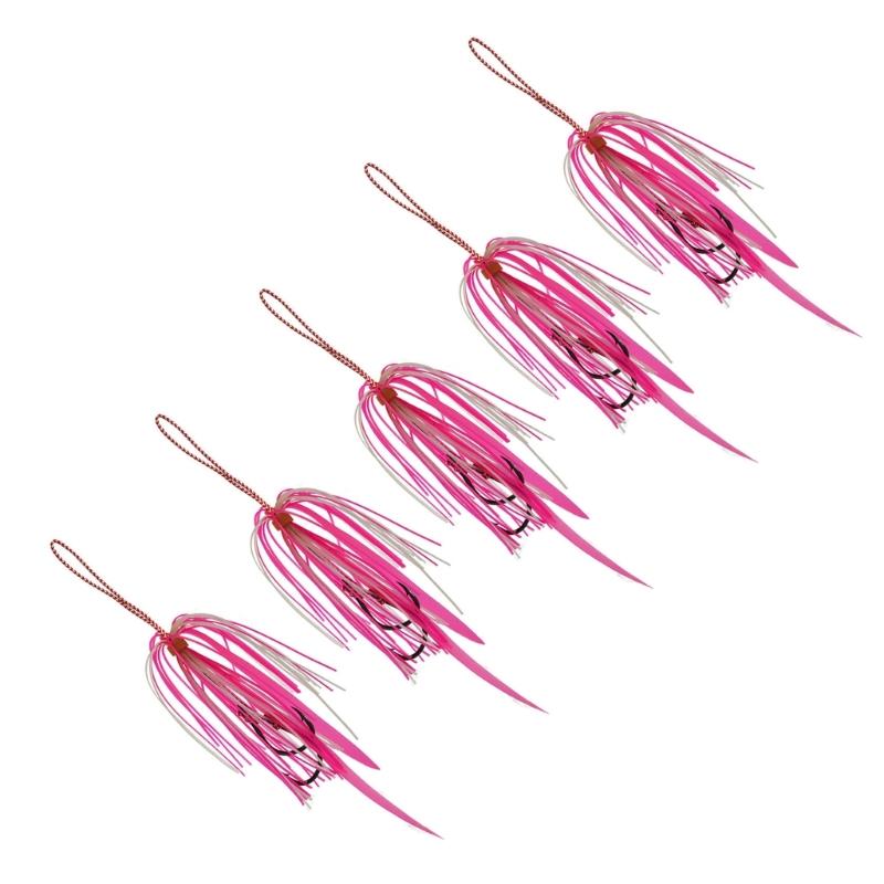 5 Pack High Carbon Steel Double Jigging Assist Hook Saltwater Fishing Hook Replacement Hook Vertical Jigs Lures Hook Set