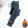 Women's Fleece-Lined High Waist Skinny Jeans - Winter Slim Fit Elastic Pencil Pants