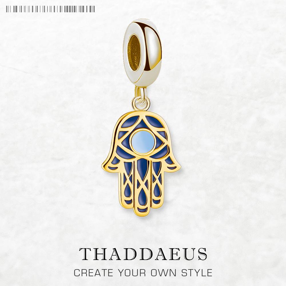 Golden Hand of Fatima Lucky Charm Pendant Vintage Talisman Gift For Women Men 925 Silver Jewelry