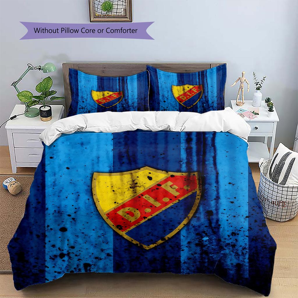 Djurgardens IF Pattern Bedding Quilt Set Home Decoration Gift (1 * duvet cover + 2 * pillowcase without core).xwn