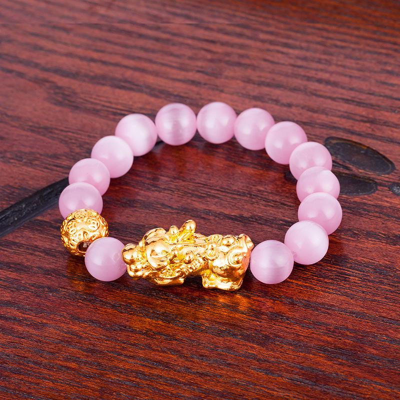 Agate Pixiu Bracelet with Mantra Beads - Gold-Plated Beaded Bracelet for Men and Women