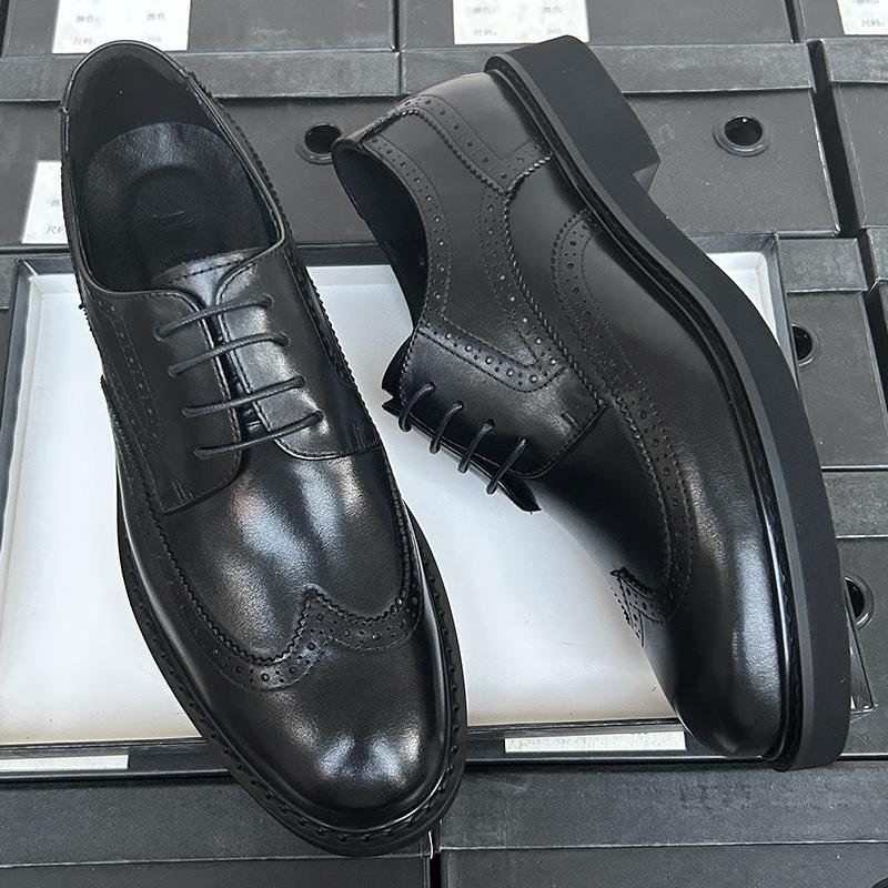 Brock Кожаные Туфли Мужские Деловые Туфли Дерби Кожаные Дышащие Британский Стиль Свадебные Туфли Жениха Мужские Кожаные Туфли
