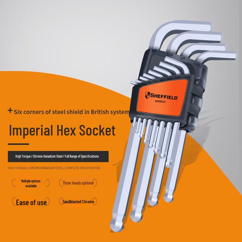 Sheffield S050013 Набор из 12 дюймовых шестигранных ключей с шаровым концом,Extra Long