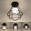 Vintage Iron Ceiling Lamp Cover Black Ceiling Light Lampshade Geometric Loft For Bedroom Retro