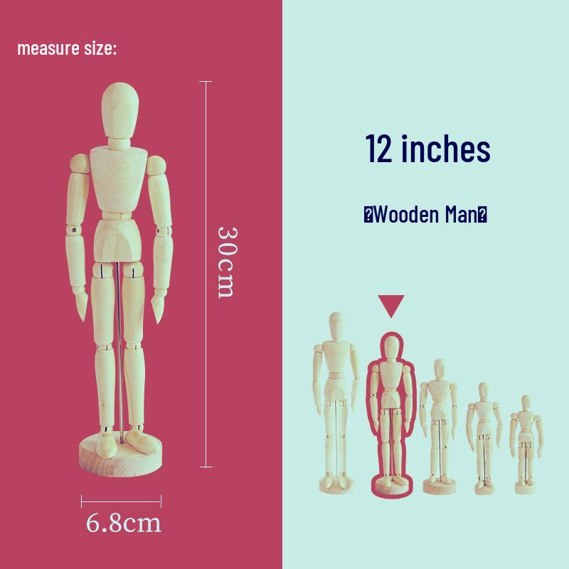 12" (30CM) Wooden Jointed Mannequin - Art Model & Home Decor