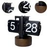 Retro Auto Flip Clock with Walnut Round Base for Home Living Balance Mechanical Desk Flip Clock