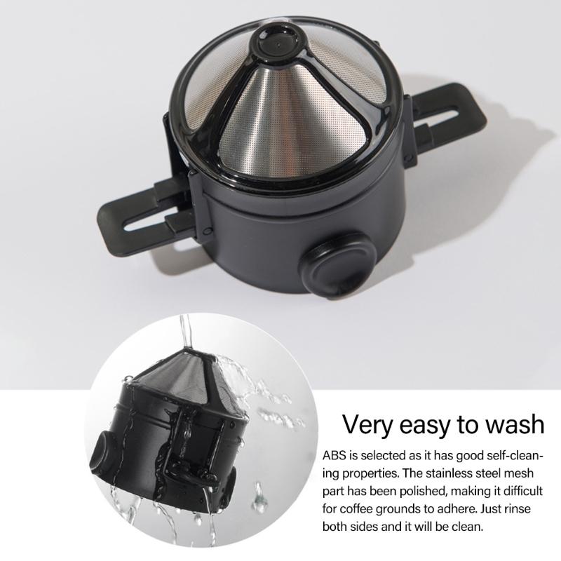 Stainless Steel Coffee Filter Double Layer Design Portable Foldable Dripper for Home Office Travels and Outdoor Brewing
