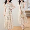New Arrival French Style Summer Dress for Women with V-neck and Beautiful Waist Flounce