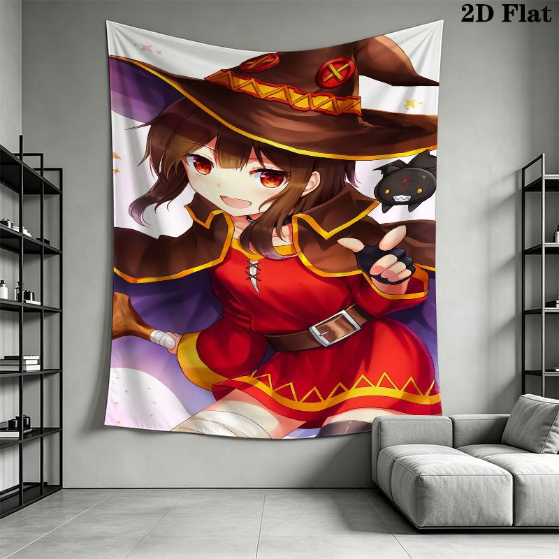 KonoSuba Wall Tapestry Aesthetic Wall Hanging Printed Fabric Blanket Decorative Tapestries for Bedroom Living Room Home Decor