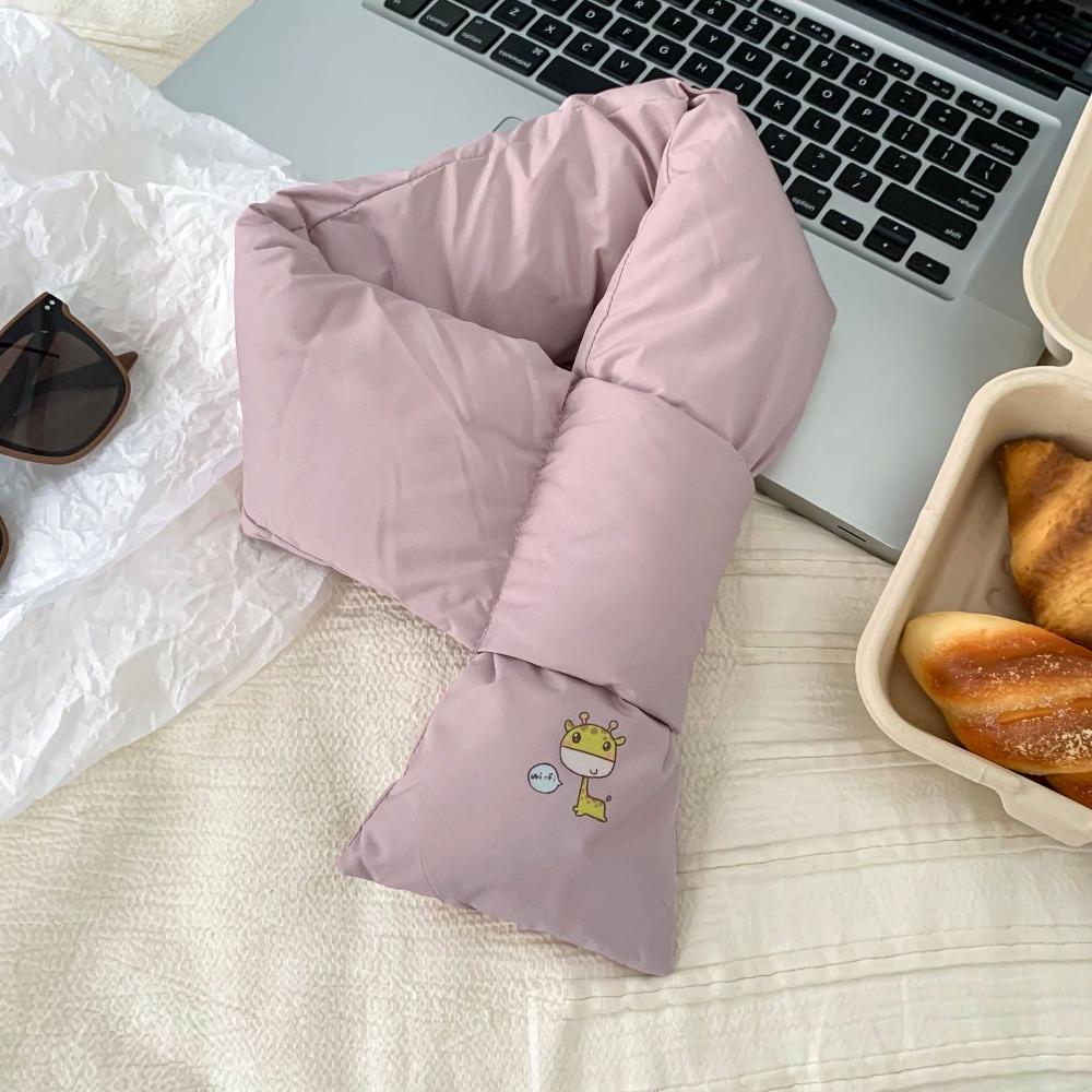 Windproof Down Cotton Scarf Solid Color Thermal Warm Scarf Fashion Winter Cross Scarf Outdoor