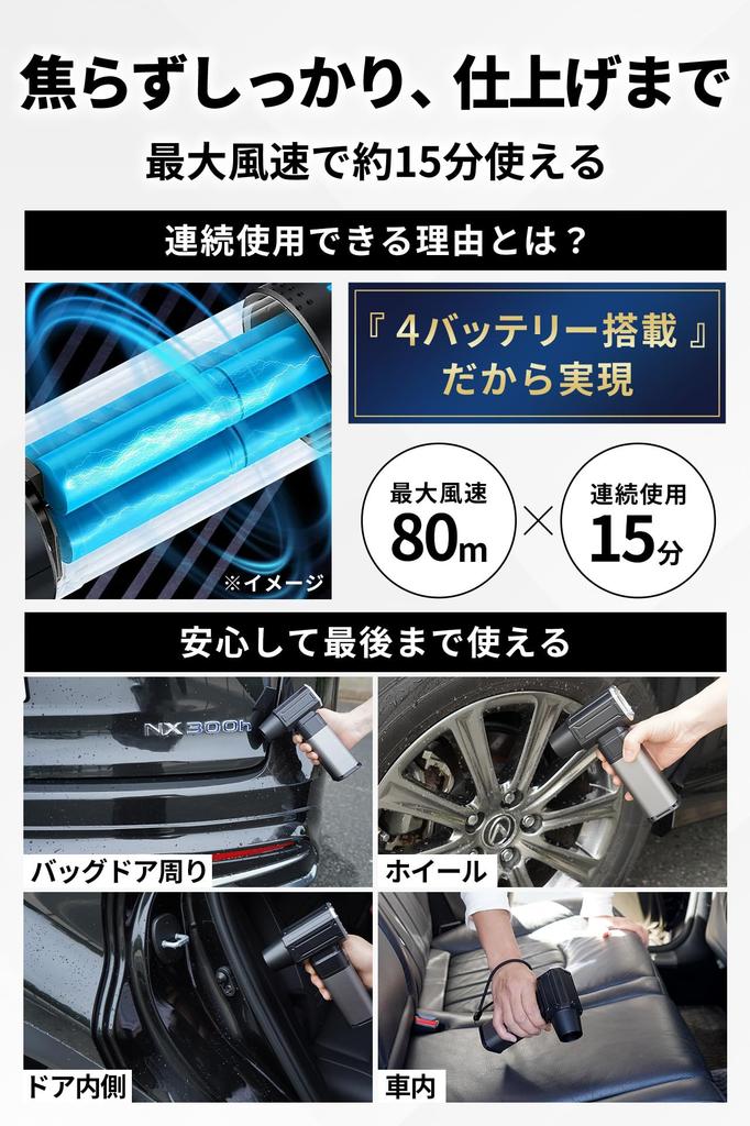 By Car Wash BLEAR Автомойка Электрический Воздух USB 4 Настройки Воздушного Потока [Профессионалы Под Надзором] Воздуходувка, Пыльник, Мощный, Беспроводной, Перезаряжаемый Type-C,