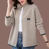 Early Spring Knitted Cardigan Women's Coat, Autumn and Winter Loose Western-style Long Sleeved Casual Zipper Sweater for Outerwear