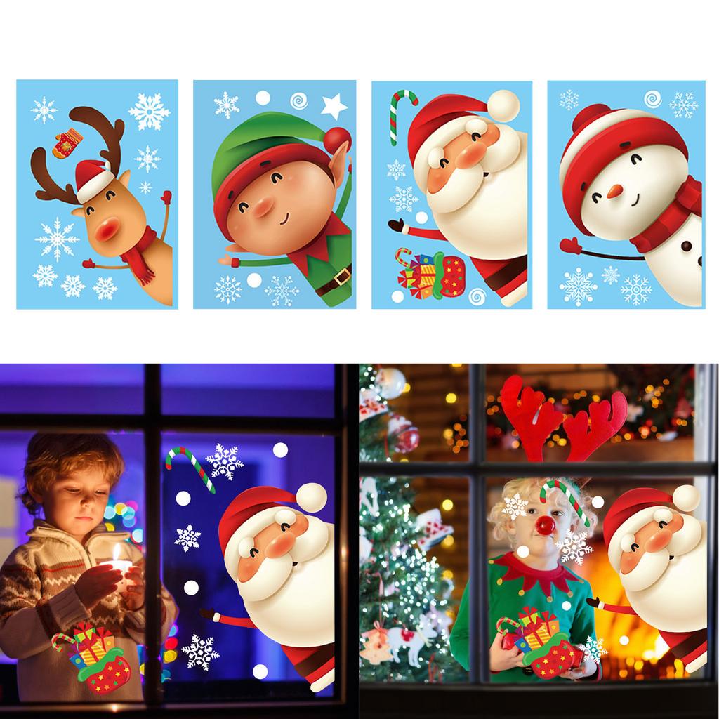 Рождественская наклейка на окно со снежинкой, стеклянная наклейка, Рождественская наклейка, украшение, праздничная снежинка, наклейка Санта-Клауса, вечерние