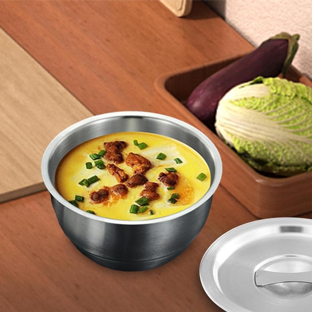 304 Stainless Steel Bowl Steamed Eggs Bowl Practical Metal Bowl Thickened Rice Bowl for Pasta Soup Snack Cereal Kitchen Tools