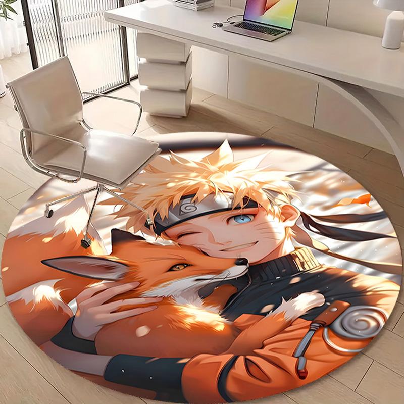 1pc NARUTO Design Printed Area Round Carpet for Bedroom Living Room Home Decor Rugs Mat Non Slip Mat Rug for Bedside