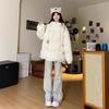 Новая сладкая медвежья хлопковая куртка с капюшоном женская зимняя в горошек свободная утолщенная хлопковая теплая куртка-хлеб
