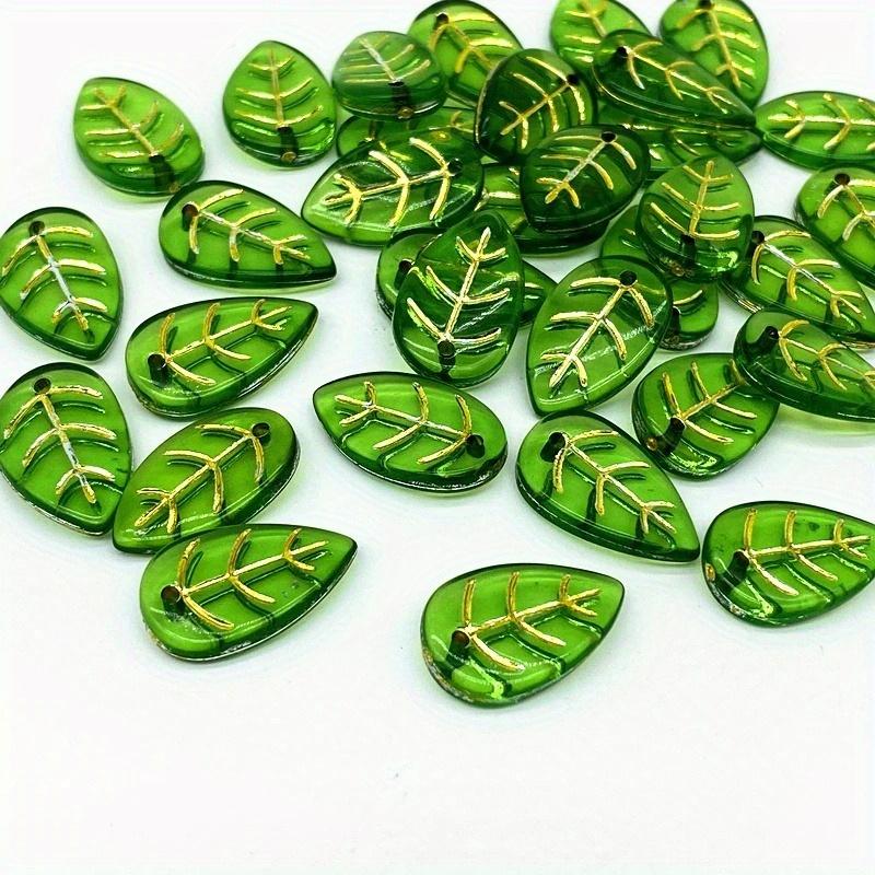 20pcs/lot Green Small Leaf Shape Beads For Jewelry Making Handmade DIY Accessories