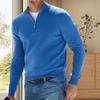 Мужской осенне-зимний свитер с воротником-стойкой и v-образным вырезом, однотонный, приталенный, эластичный, с длинным рукавом, мягкий мужской свитер с застежкой-молнией на шею