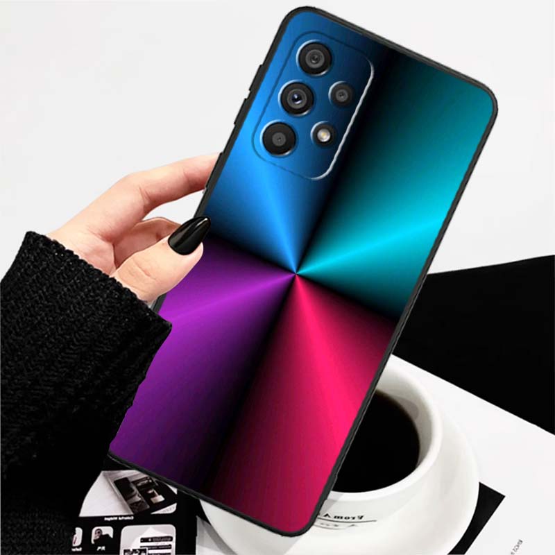 Цветной светящийся узор Арт Для Samsung A73 A72 A71 A55 A54 A53 A52 A51 A13 A22 A16 A15 A12 A14 A26 A07 5G Черный Чехол для Телефона
