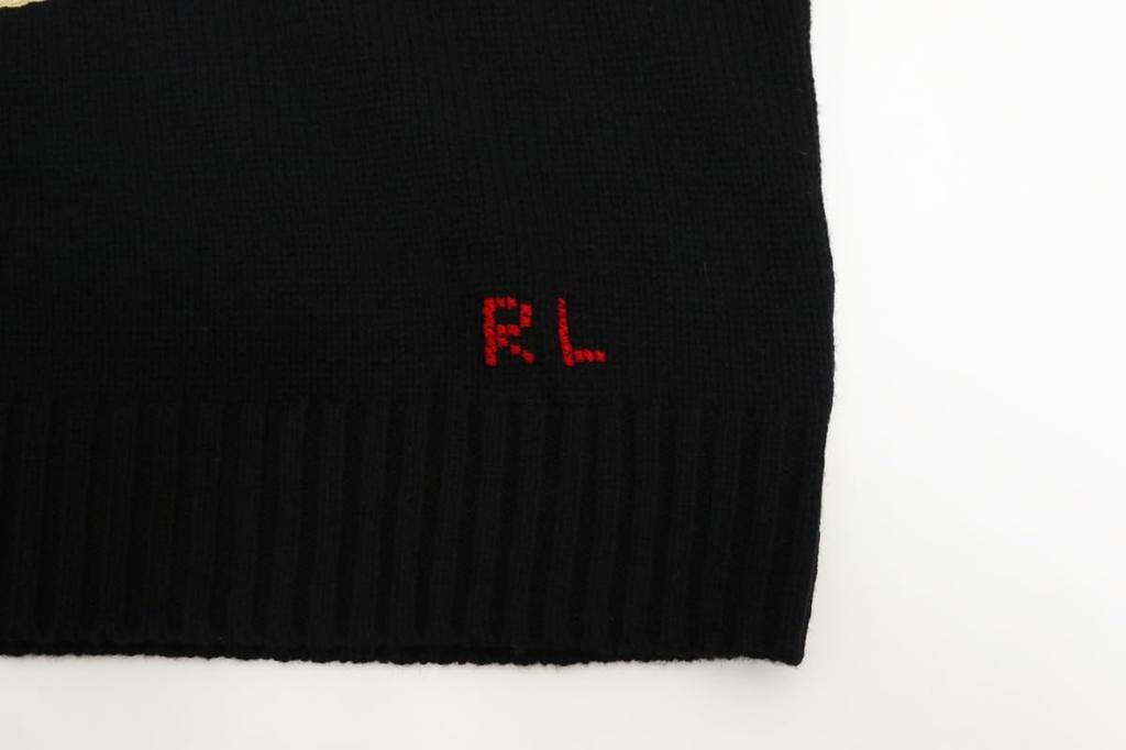 POLO RALPH LAUREN Polo Bear Wool Crew Neck Sweater with Cowboy Size Black Men's Hat, M, (Product Code 01020108)