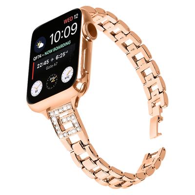 Ремешок для Apple Watch Series 10 46mm/Ultra 2/Ultra 49mm/9 8 7 45mm/SE (2023) SE (2022) SE 6 5 4 44мм/3 2 1 42мм G-образный ремешок со стразами