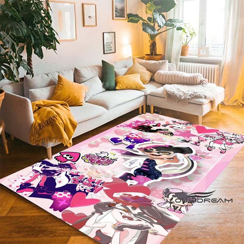 Cartoon Anti-Slip Mat for Kids, PC Gamer, 3D Gaming, Splatoon Rug, Home Carpet, Living Room, Bedroom, Sofa, Doormat, Area Decor1