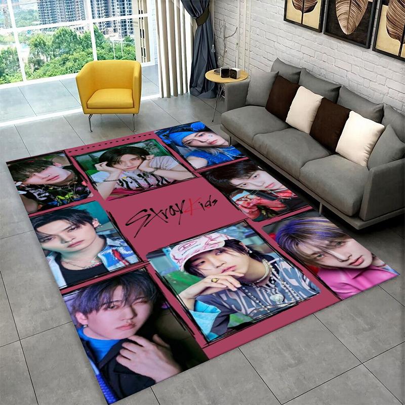 Ковер Kpop Stray Kids Music Star для игровой комнаты, спальни, гостиной, дивана, домашнего декора, коврик для детской зоны, нескользящий коврик, подарок