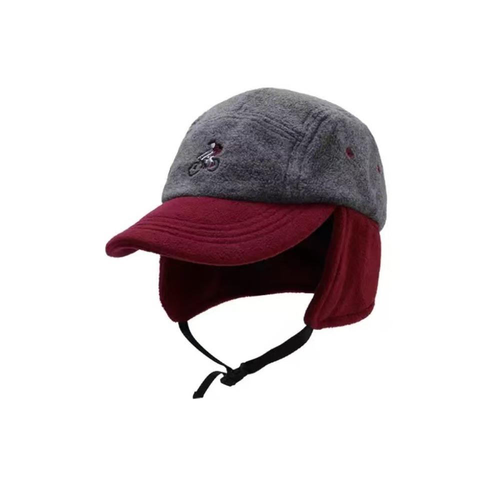 Fashion Patchwork Color Baseball Hats with Ear Flaps Thickened Warm Bomber Cap Biker Hats Autumn and Winter