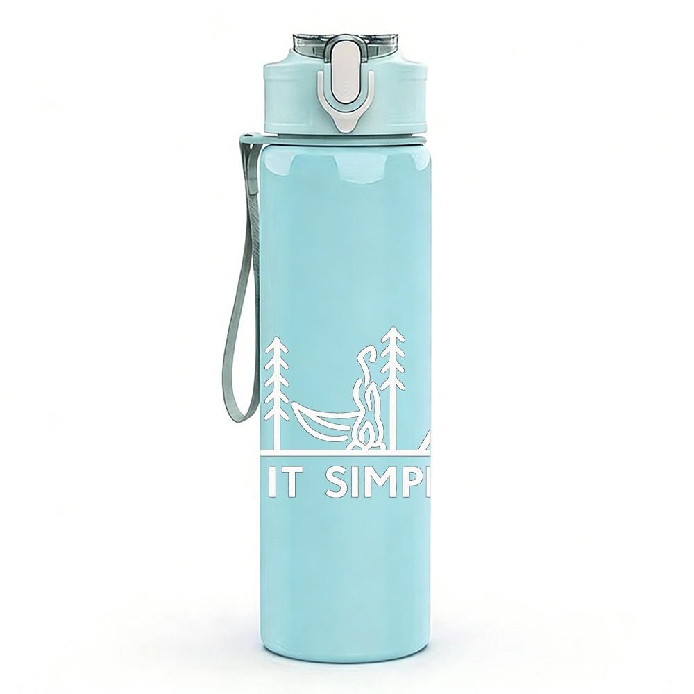 1PC Faint Keep It Simple Text Art 750ml Color Plastic Sports Water Bottle Leakproof Flip Straw Lid Suitable for Sports Office Home Use