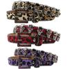 Original Full Skull Design Leopard Print Women With Rhinestone Inlaid Belt High-End Pin Buckle Hip-Hop Decorative Nightclub