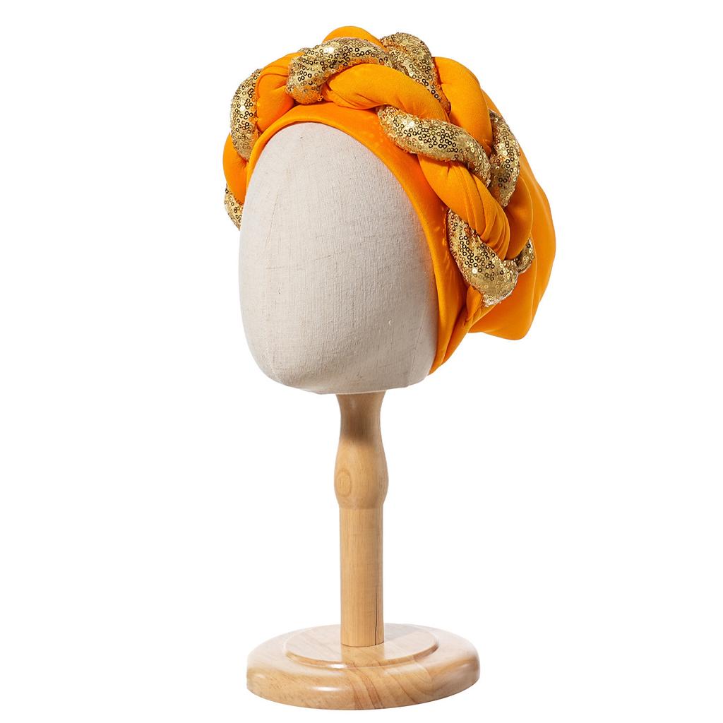 Bonnet for Women Turban Twist Simple Ethnic Headscarf European American Versatile Thick Braids Milk Silk Cross-Wrapped Headgear