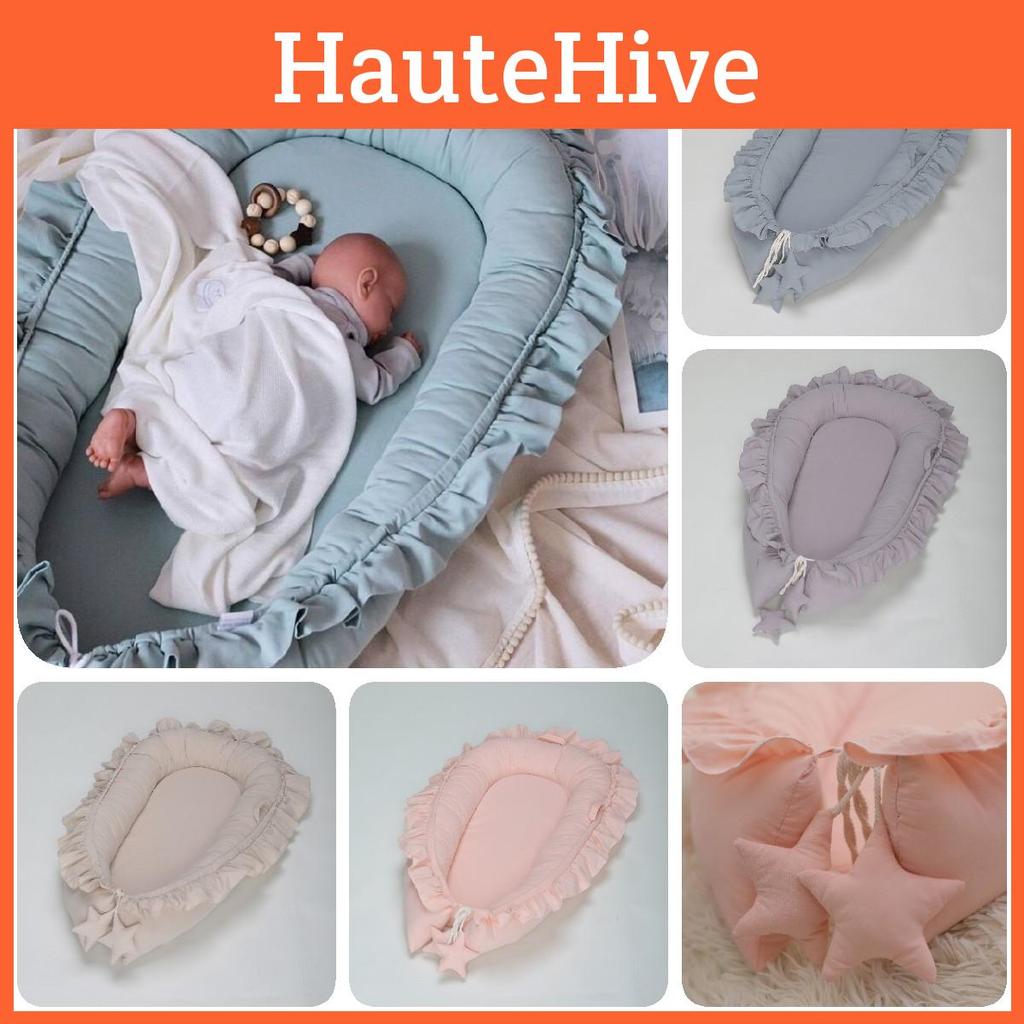 Мягкое хлопковое кружево Детское гнездышко Портативное кресло-лежак для новорожденных Подушка Розовый Бежевый Серый Бирюзовый
