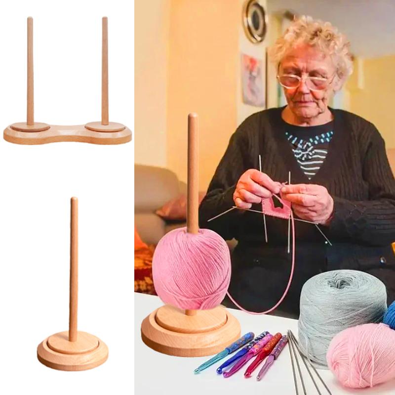 1PC Wooden High-quality Storage Winding Durable Single/Double Spool Rotatable Spinning Knitting Tools Roll Holder Dispenser