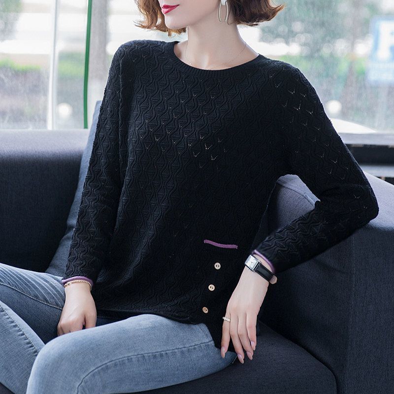 Топ с круглым вырезом из шелка, свободный и дышащий пуловер