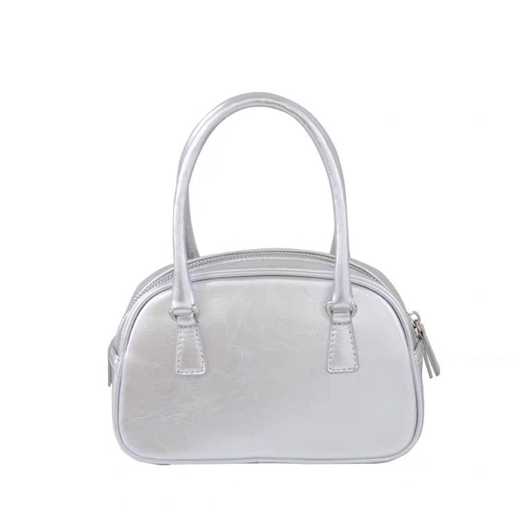 Мини корейская сумка из искусственной кожи для женщин, серебристая сумка для боулинга, сумка через плечо для девочек, модная летняя новинка