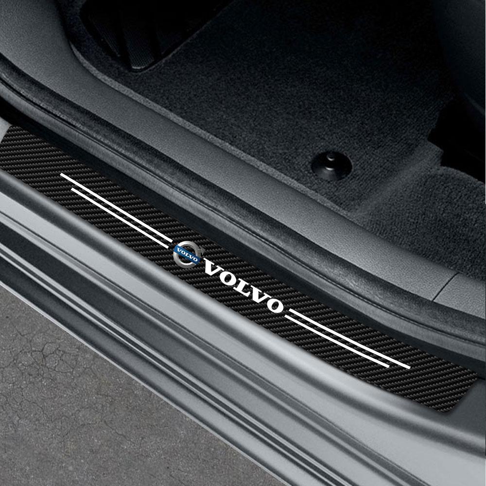 4 шт./комплект Кожаное Углеродное Волокно Автомобильные Накладки на Порог Двери Защита от Царапин Декоративная Наклейка Для VOLVO XC60 XC90 S60 V40 V50 V60 C30 S80 S40 XC40