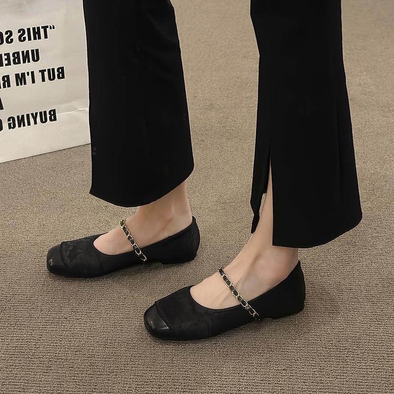 Распродажа женской обуви 2024 года, новые женские туфли Мэри Джейн на плоской подошве, модные туфли на плоской подошве с принтом в виде цепочки и квадратным носком, женская обувь для активного отдыха