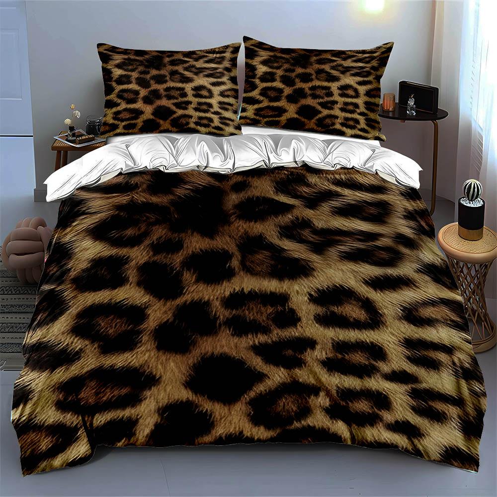 Leopard print pattern. Bedding Duvet cover sets Duvet covers Pillowcases gifts (1 * Duvet Cover 2 * Pillowcases, without duvet insert)