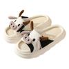 Women's New Four Seasons Slipper Universal Indoor Home Cotton Linen Sandals Cute Cow Cartoon Non-slip Linen Slippers Zapatillas