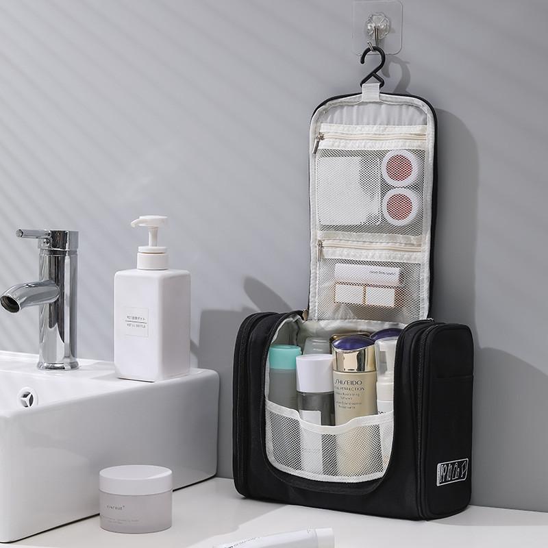 Дорожная косметичка с крючком для подвешивания и двойной молнией для организации ванной комнаты