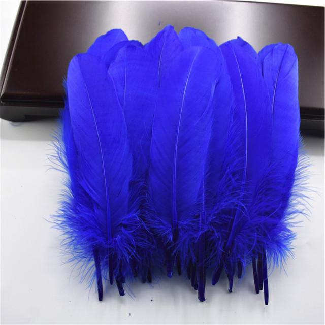 100pcs /Lot Colorful Hard Stick Natural Goose Feathers For Needlework Crafts Feather Handicraft Decor Wedding Accessories Plumes